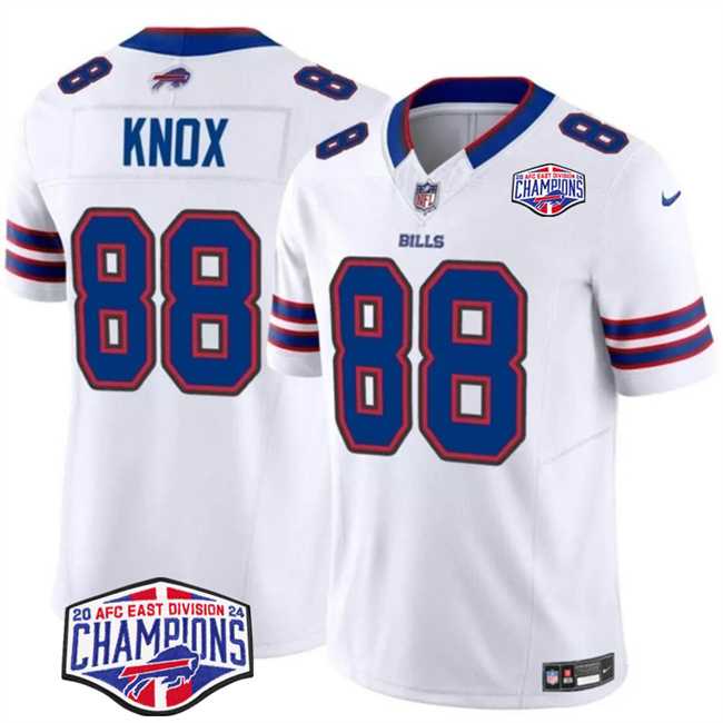 Mens Buffalo Bills #88 Dawson Knox White F.U.S.E. 2024 AFC East Division Champions Vapor Limited Stitched Jersey